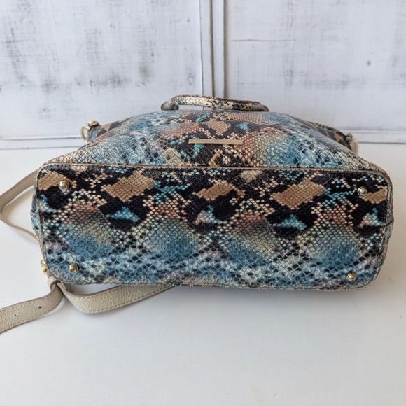 Brahmin Liliana Blue and Brown Snake Print Satchel - Picture 7 of 13